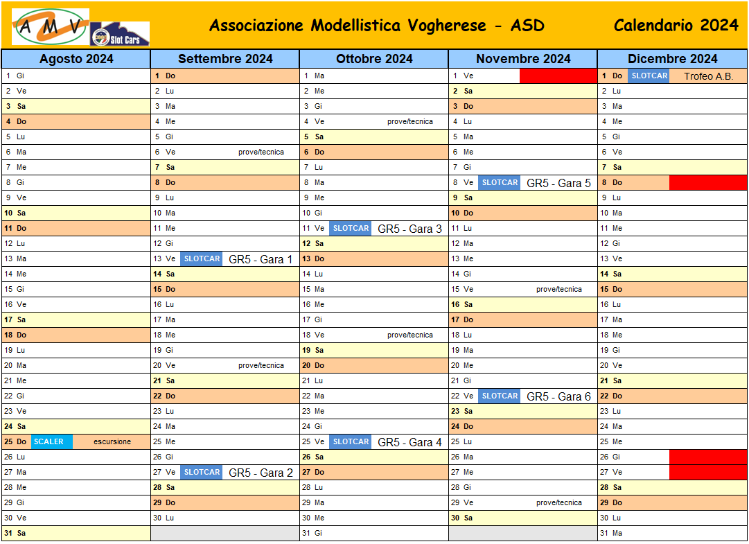 Calendario attivita AMV Voghera 